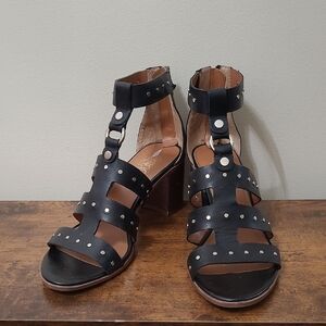 Franco Sarto HARRINGTON Black & Silver Studded Heeled Sandals size 7.5